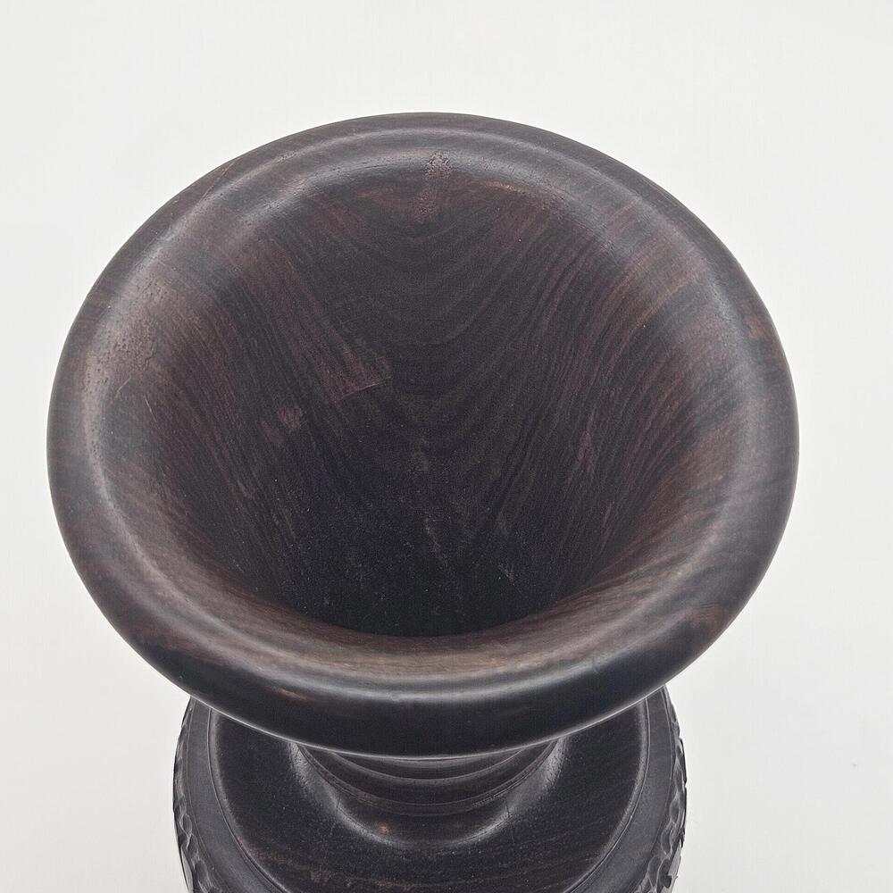 Wood Hand Carved Vase Elephant/Rhinoceros  Vase 9.5" Heavy Kenya - Picture 6 of 9